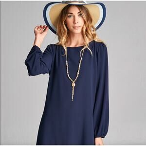 Love Kuza Navy Classic Crepe Shift A-line Dress Size Large